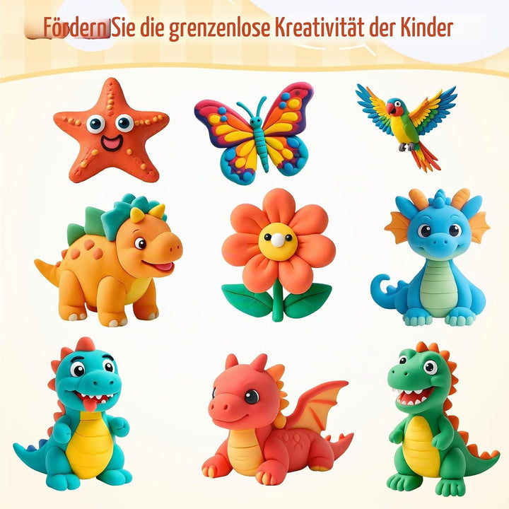 36er Pack Knete Set für Kinder, Kinderknete, Knetmasse für Fantasievolles und Kreatives Spielen, Kne