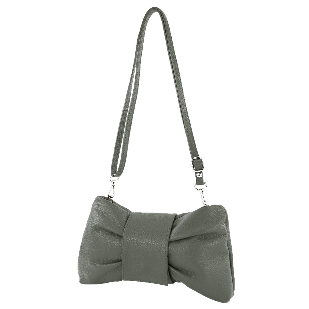 modamoda de - T214 - ital. Umhängetasche Clutch Leder Klein Graphitgrau, Graphitgrau