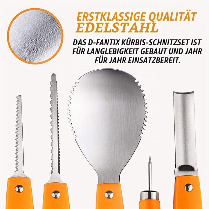 D-FantiX Halloween Kürbis Schnitzset, 13 Stück Professionelles Edelstahl DIY Kürbis Schnitzwerkzeug