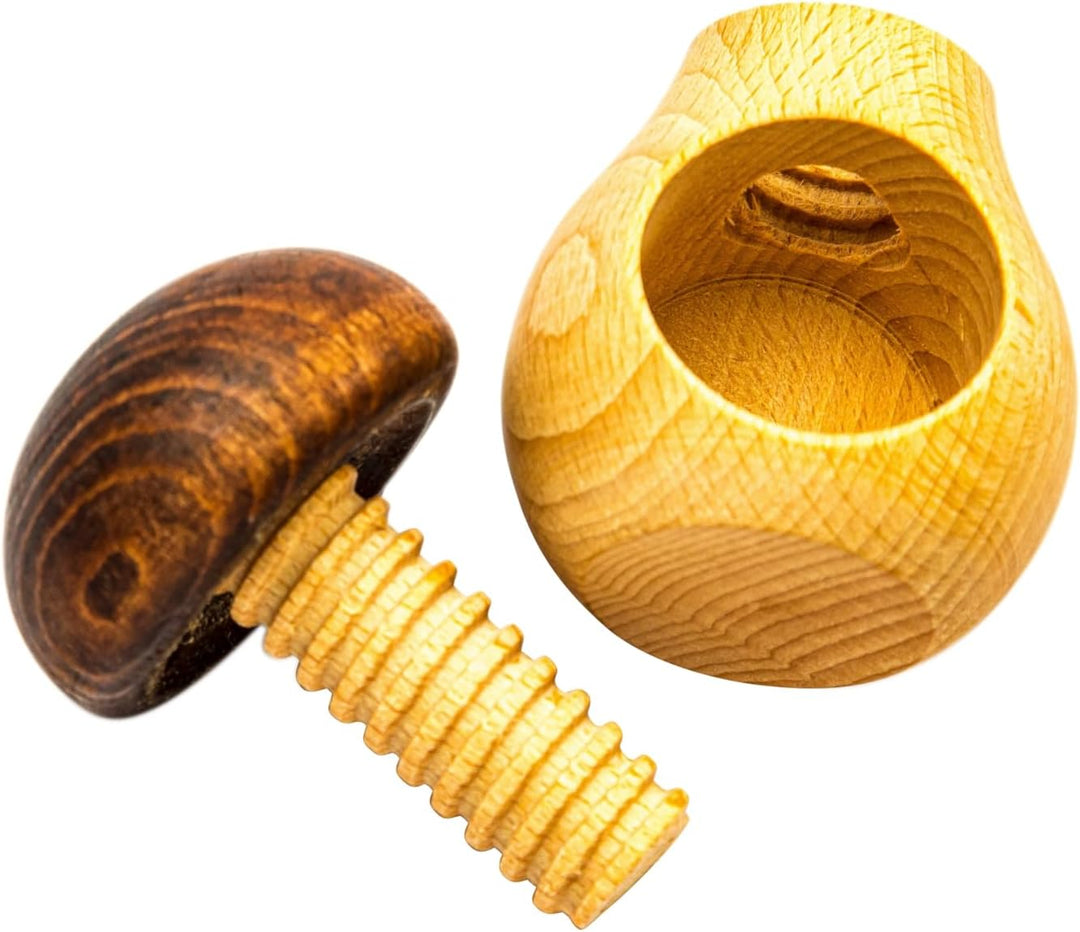 NEUSTANLO Nussknacker Pilz, mit Schraubgewinde, aus Buchenholz (5 Stück) 5 Stück Braun, 5 Stück Brau