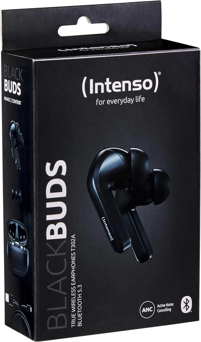 Intenso Black Buds - TWS True Wireless Kopfhörer T300A mit Active Noise Cancelling und bis zu 35 Std