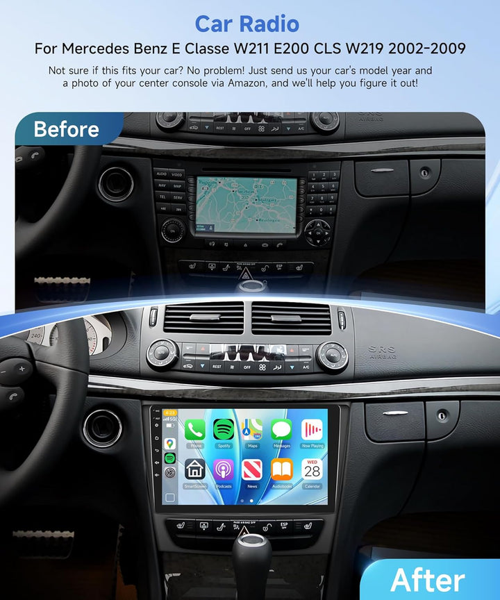 Autoradio 8 Kern Q-Snapdragon 4+64G Android 15 für Mercedes Benz E Classe W211 E200 CLS W219 2002-20