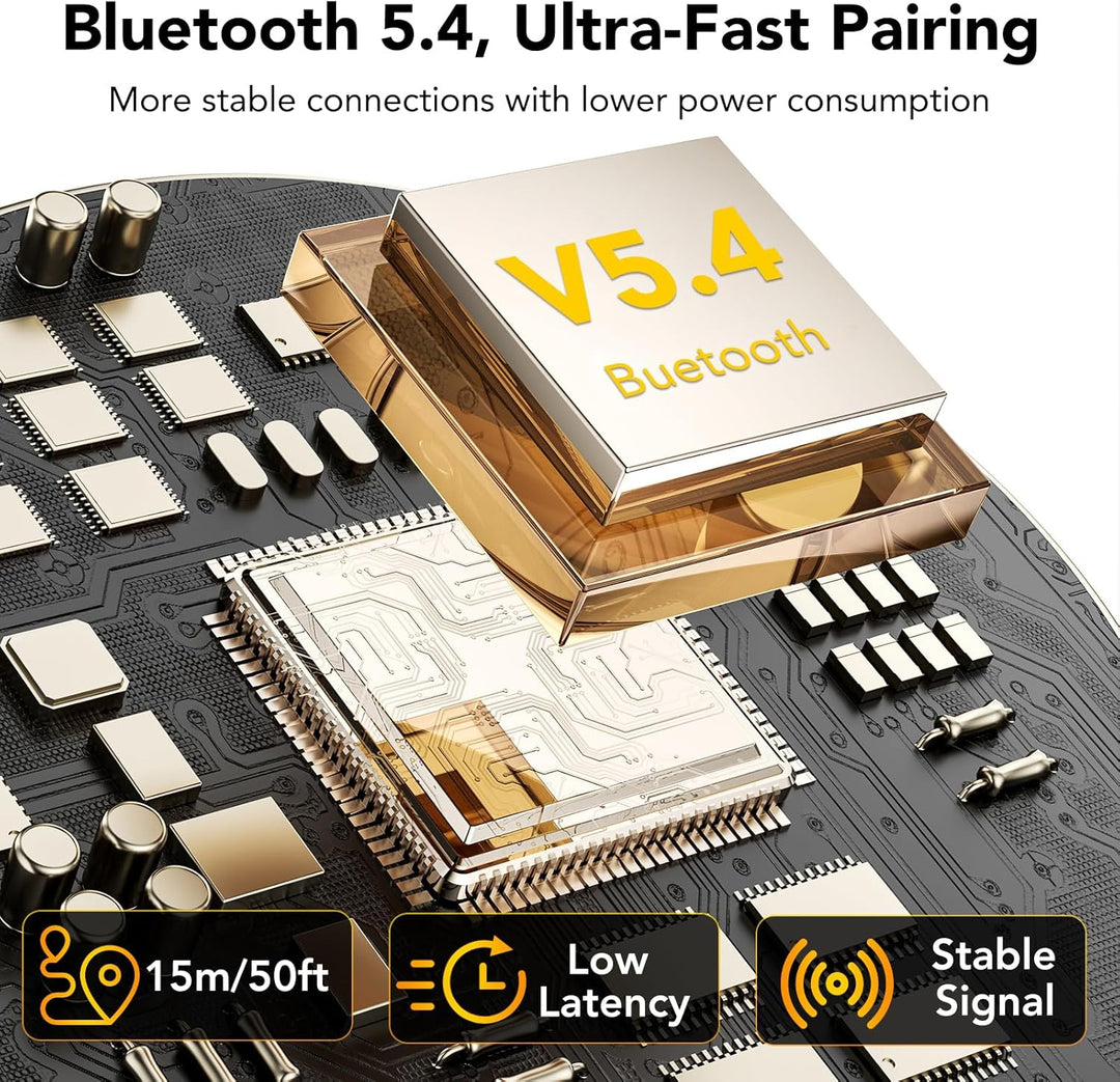 Bluetooth Headset V5.4, 100 Std Freisprecheinrichtung Wireless Headset mit LED-Ladebox, ENC Dual Ger