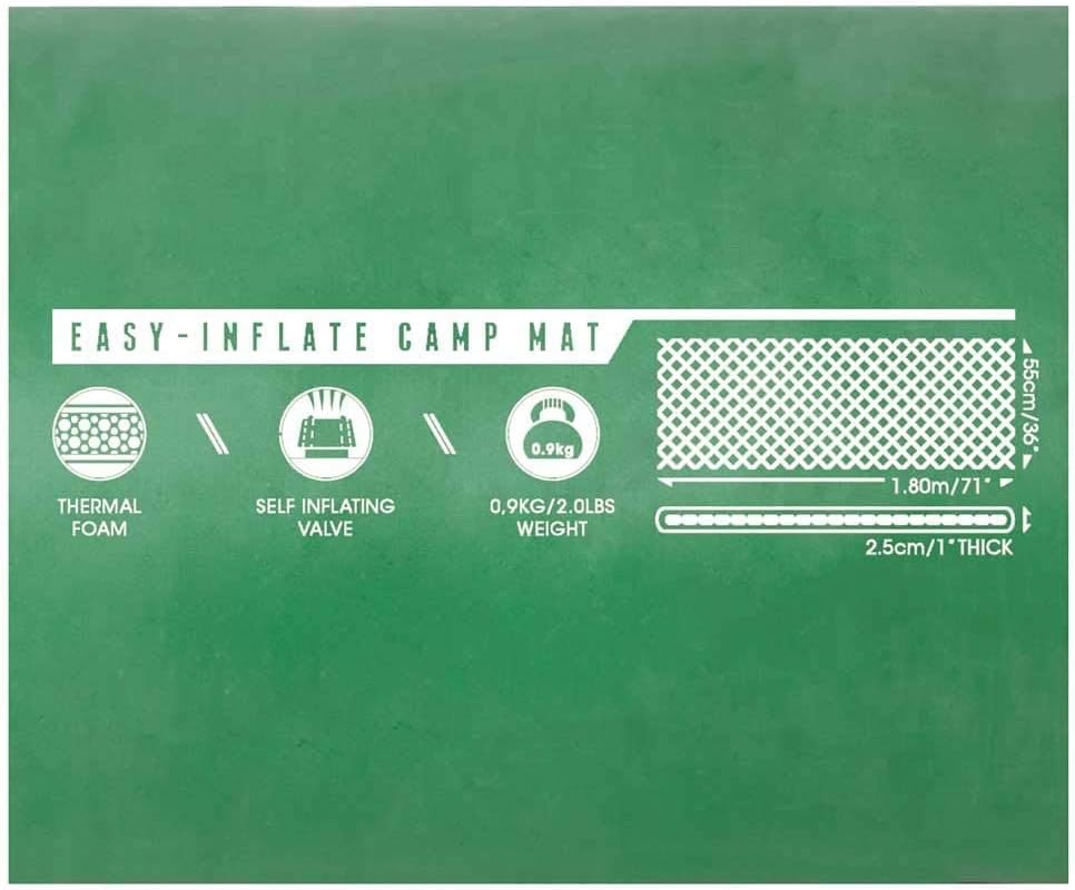 Bestway Pavillo™ Selbstaufblasende Isomatte, Easy, 180 x 50 x 2,5 cm, für 1 Person, grün