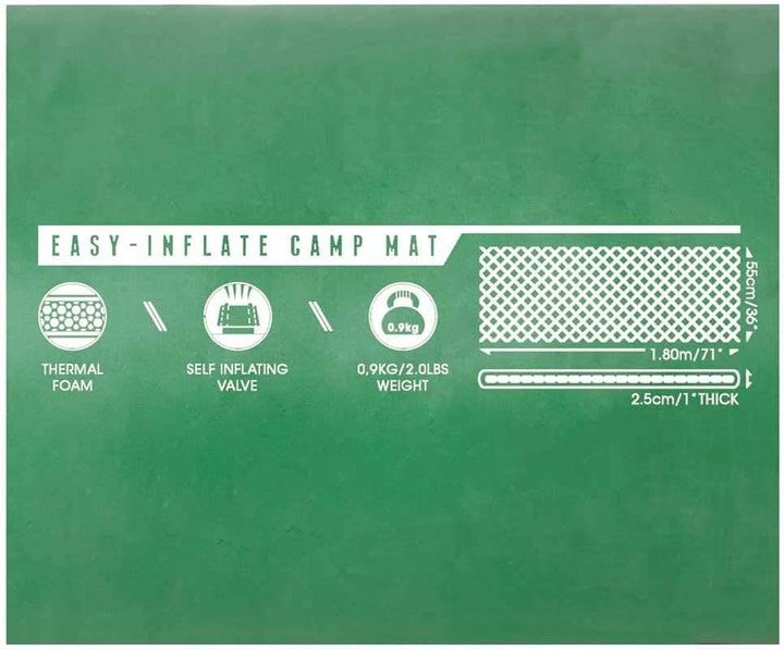 Bestway Pavillo™ Selbstaufblasende Isomatte, Easy, 180 x 50 x 2,5 cm, für 1 Person, grün