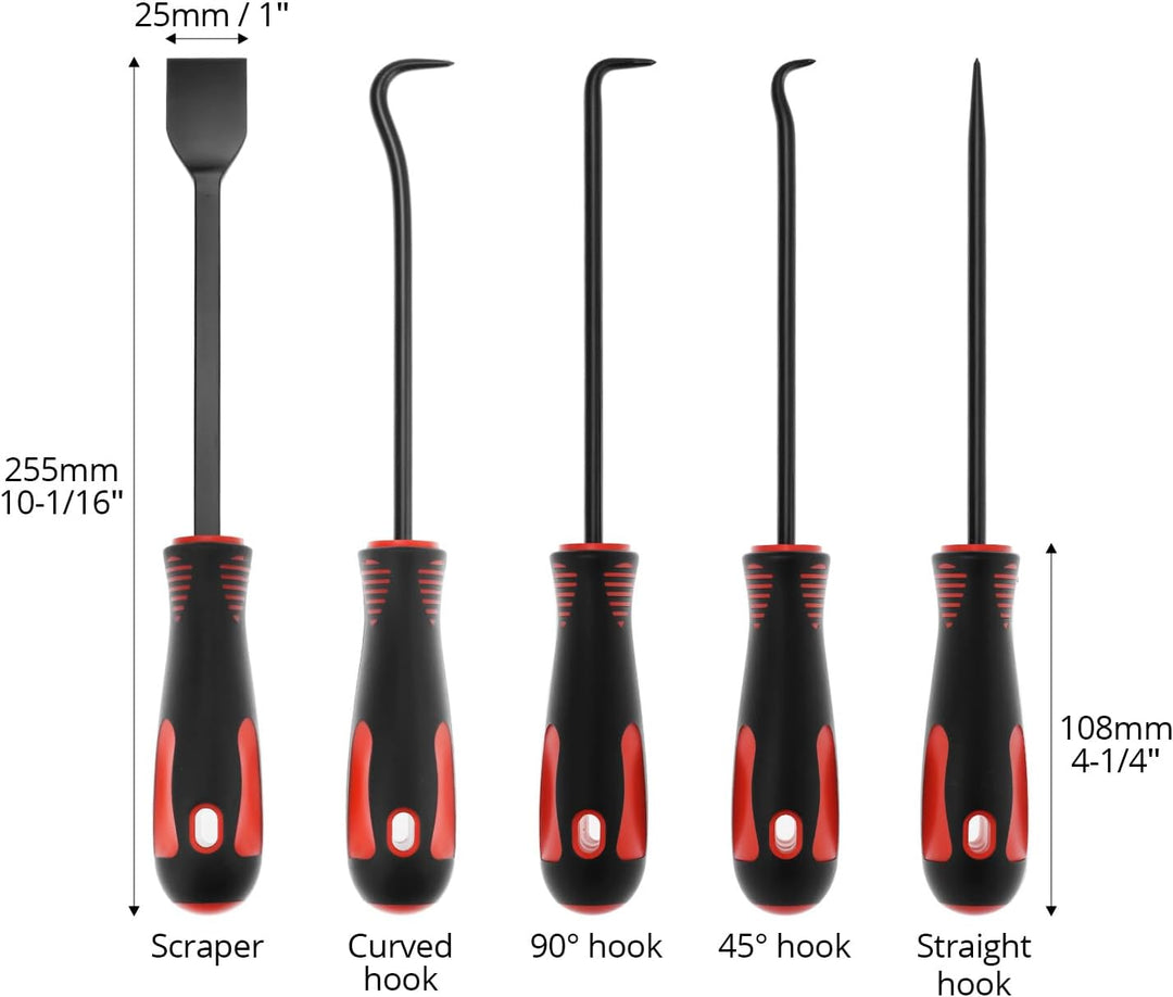 QWORK®17Pcs Haken und Pick Werkzeugsatz, Öldichtungshaken, Entfernungswerkzeug,Magnetgreifer,Schaber