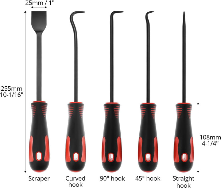 QWORK®17Pcs Haken und Pick Werkzeugsatz, Öldichtungshaken, Entfernungswerkzeug,Magnetgreifer,Schaber