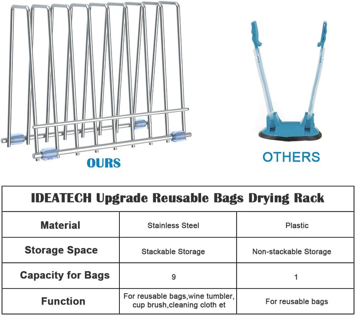 Wiederverwendbare Aufbewahrungstaschen Rack, Trockengestell für Aufbewahrungstaschen, Rostfreier Stä