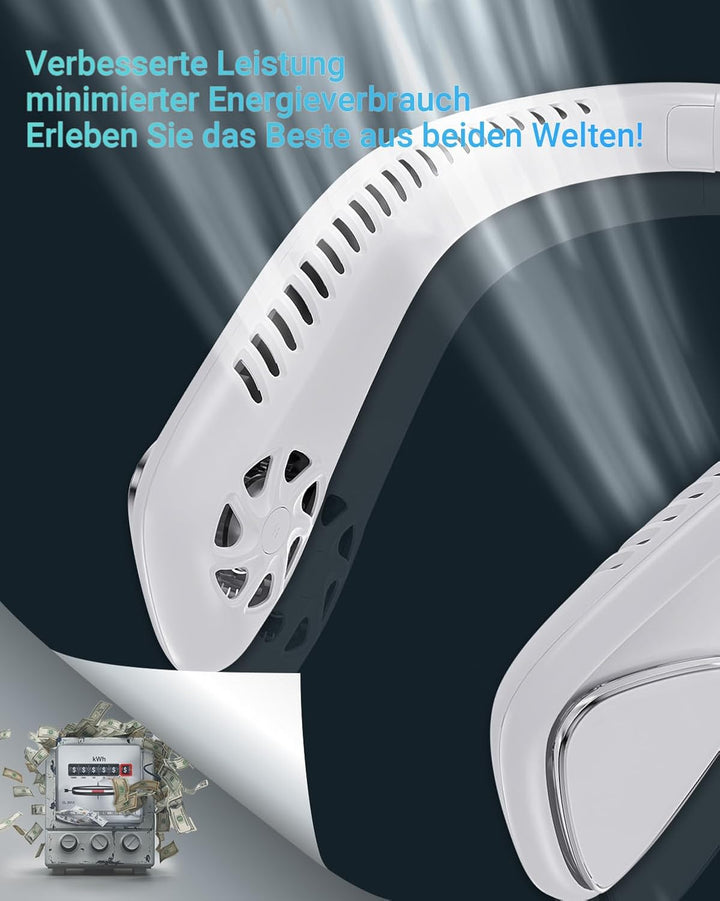 Jialexin Tragbarer Nackenventilator, Hals Ventilator Wiederaufladbar mit 6000mah, Persönlicher Venti