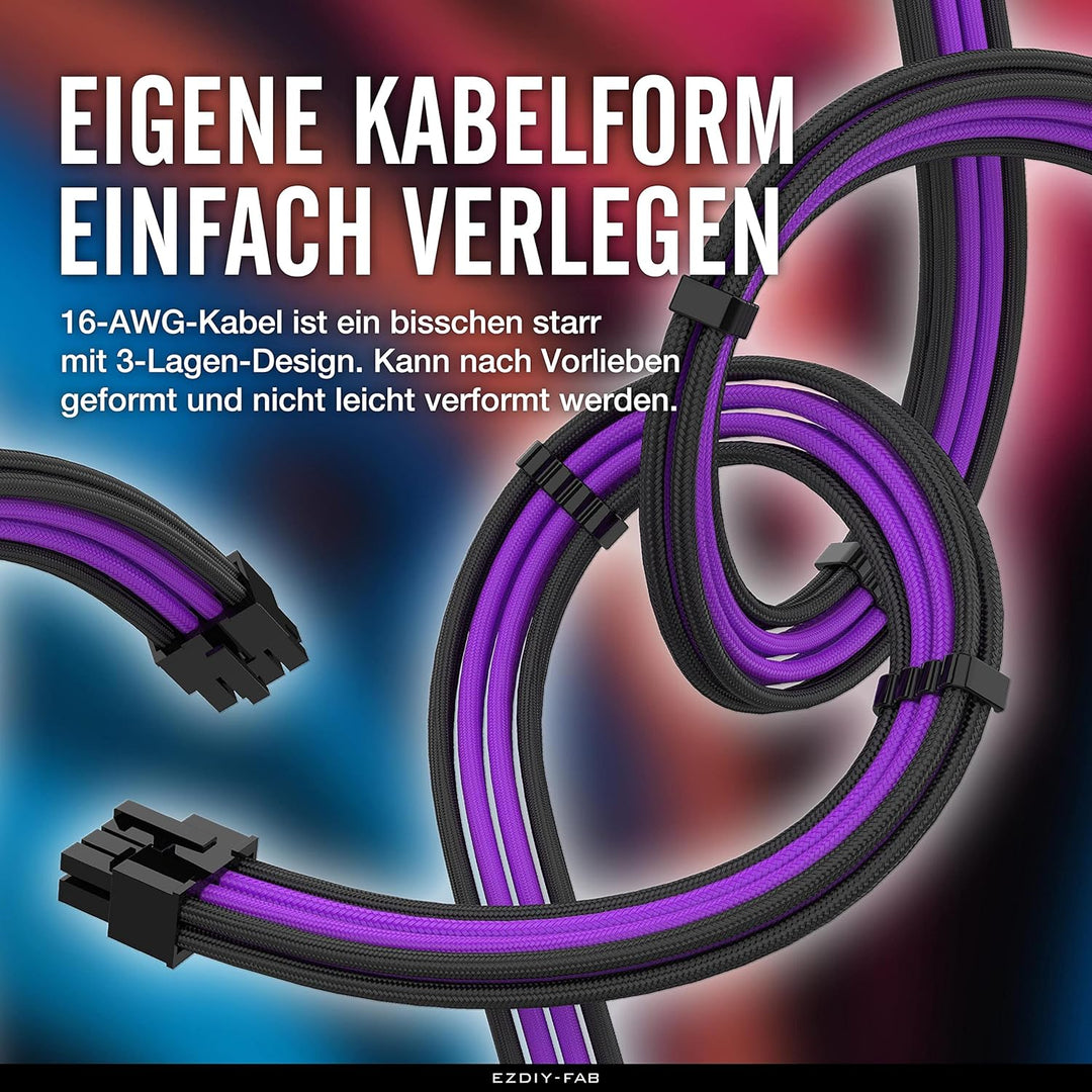 EZDIY-FAB Sleeved Cable -Kabelverlängerung für Stromversorgung mit Combs 24 Pin 8PIN 6PIN 4 + 4 Pin-