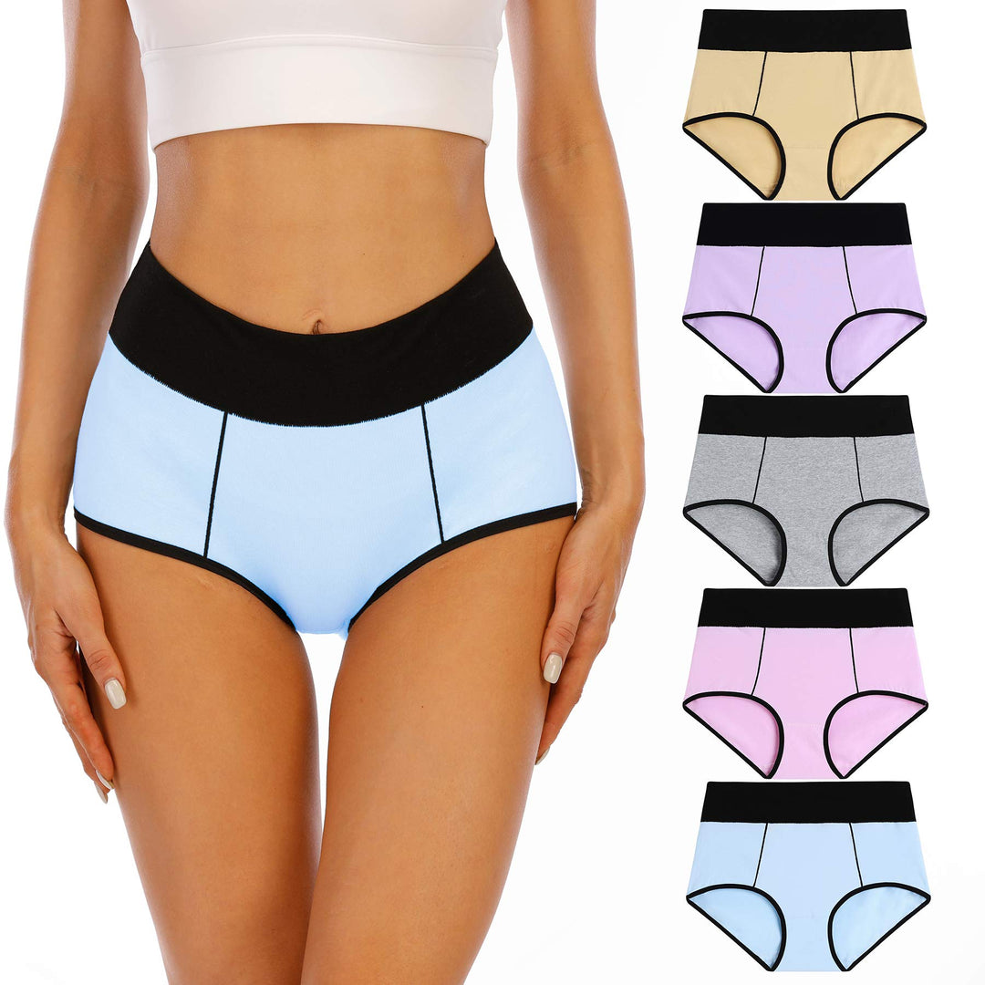 Senllori Damen Unterwäsche, hohe Taille, Baumwolle, Bauchkontrolle, weiche volle Abdeckung Multipack