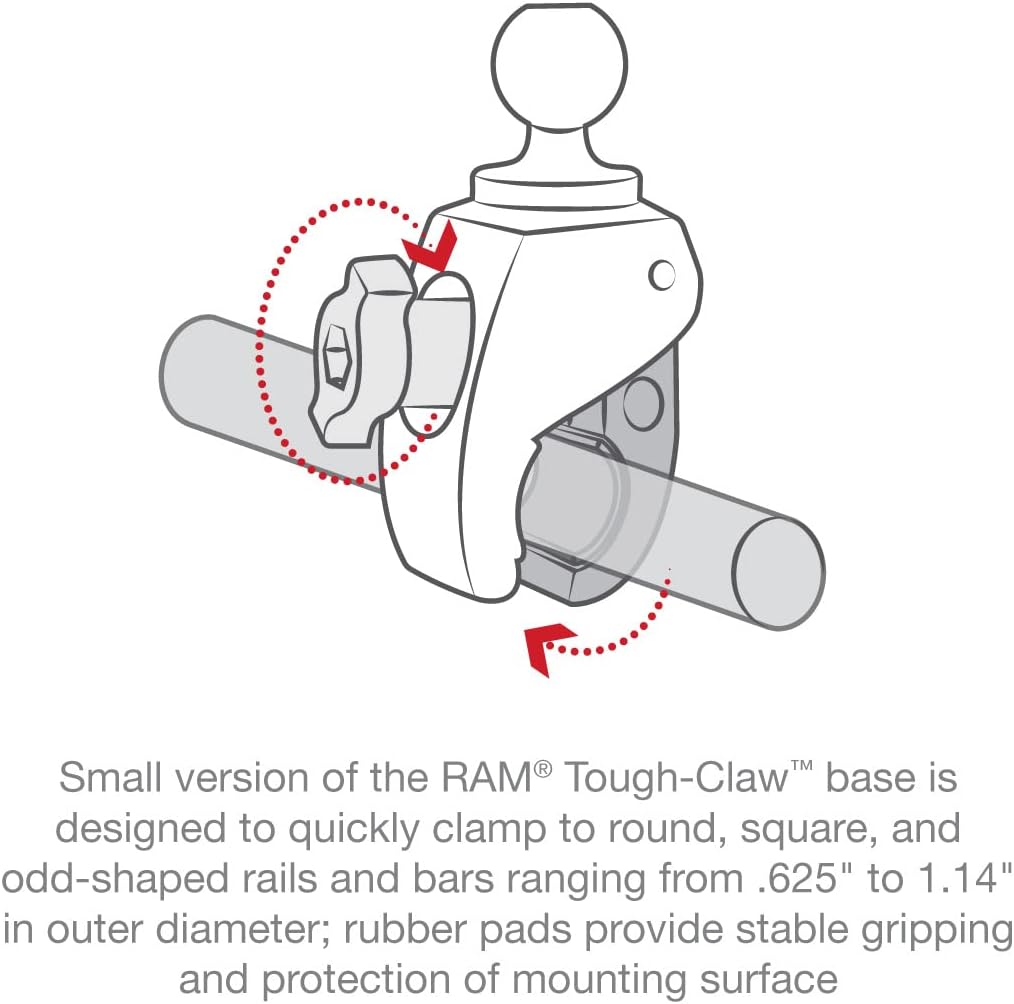 RAM Mounts (RAP-B-400U) Tough-Claw klein mit 2,54 cm Durchmesser Gummiball Single, Single