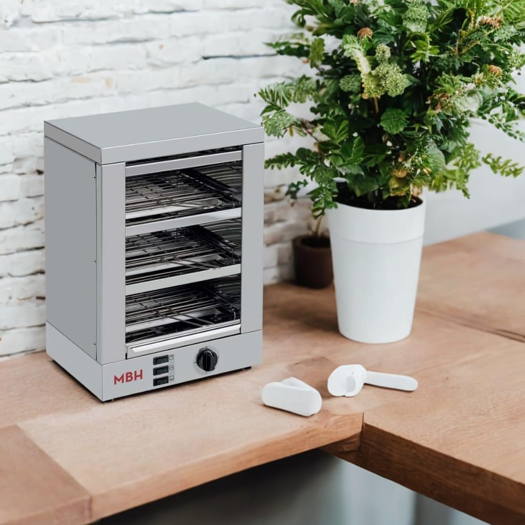 MBH - Profi-Toaster elektrisch 3-Etagen Edelstahl mit Timer. Industrietostofen für Gastro, Bar & Res