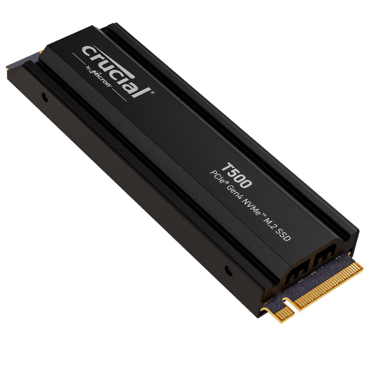 Crucial T500 SSD 1TB PCIe Gen4 NVMe M.2 Interne PS5 SSD Festplatte mit Kühlkörper, bis 7300MB/s, Lap