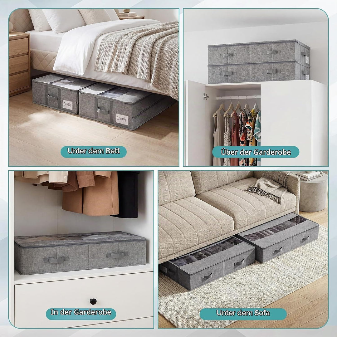 GARPROVM Stabil Unterbett Aufbewahrungsbox 3er Set, 76x40x17cm Formstabil Unterbettkommode Unterbett