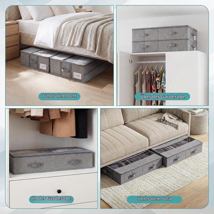GARPROVM Stabil Unterbett Aufbewahrungsbox 3er Set, 76x40x17cm Formstabil Unterbettkommode Unterbett