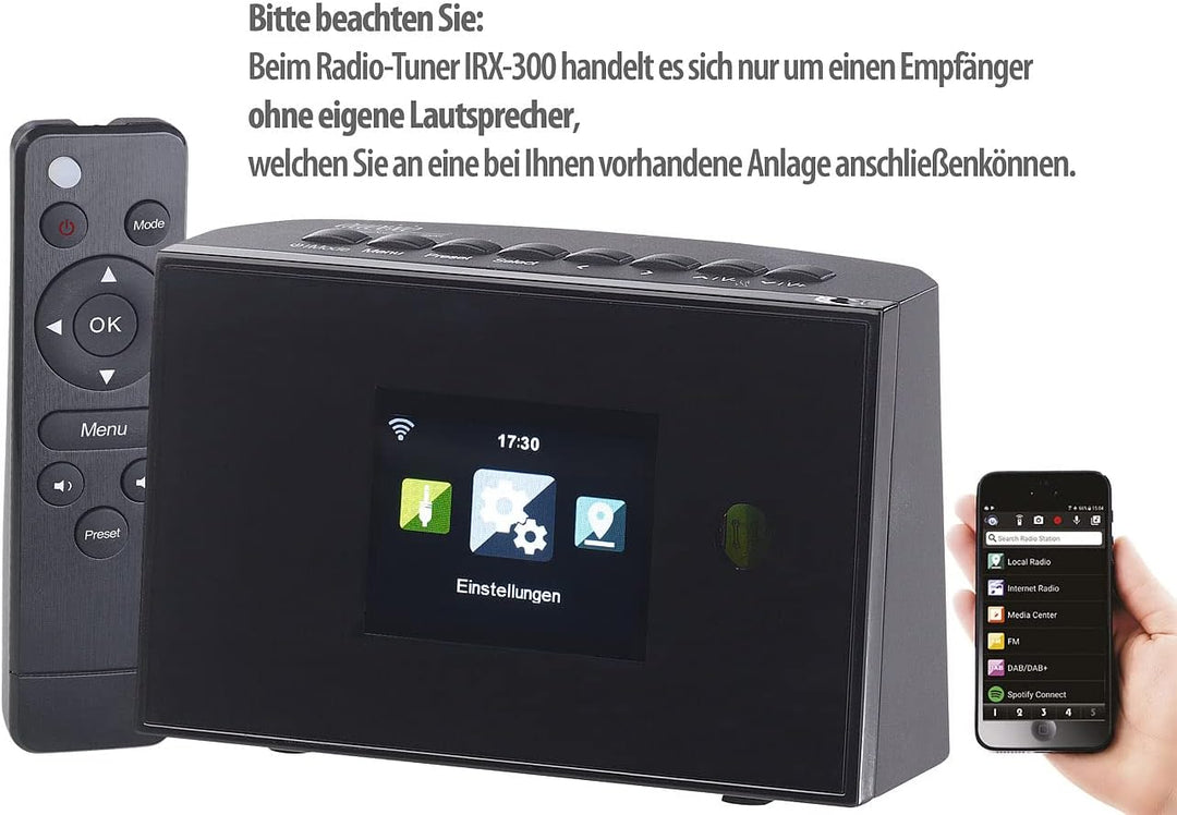 VR-Radio Internet Radio Empfänger: WLAN-HiFi-Empfänger (Tuner) für Internetradio und UKW, Fernbedien