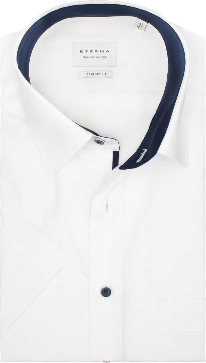 ETERNA Herren Businesshemd Kurzarm Comfort FIT | Uni | Bügelfrei | Kent Kragen 40 Weiss(-00-), 40 We