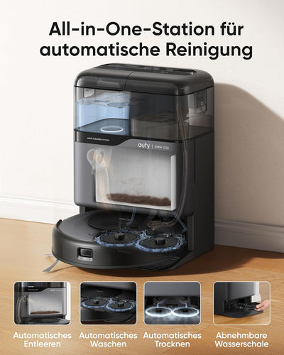 eufy Saugroboter Omni C20 mit All-in-One-Station, Auto-Entleerung, Auto-Wasch- und Trocknungsfunktio