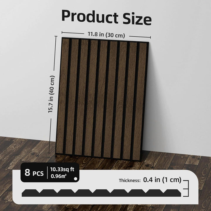WADILE Selbstklebende Holz-Lamellen Wandpaneele 30×40 cm, PVC Akustikpaneele Schallabsorbierend für