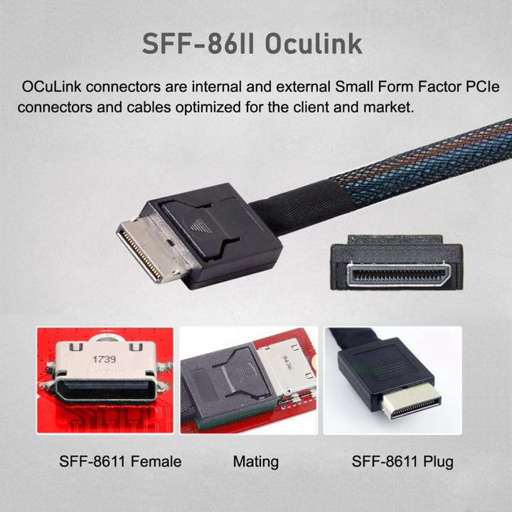 CY Adapter 2230 PCI-E4.0 M.2 M-Key zu Oculink SFF-8612 SFF-8611 Vertikaler Host-Adapter für NVME U.2
