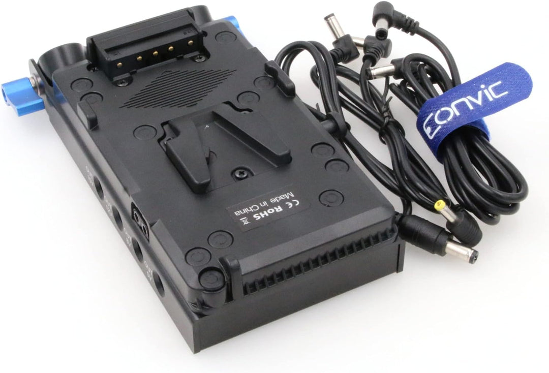Eonvic V Mount Akkuplatte für Sony BMPCC 4K/6K DSLR Kamera V Lock Plate Netzteil mit 15 mm Stangenkl