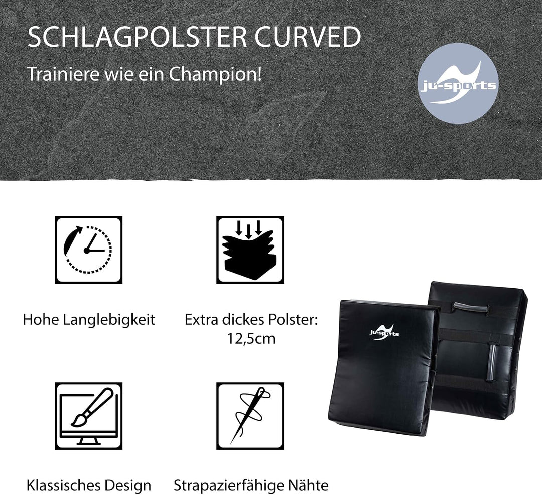 Ju-Sports Schlagpolster Kampfsport Curved I Pratze aus Kunstleder zum Trainieren von Kicks im Taekwo
