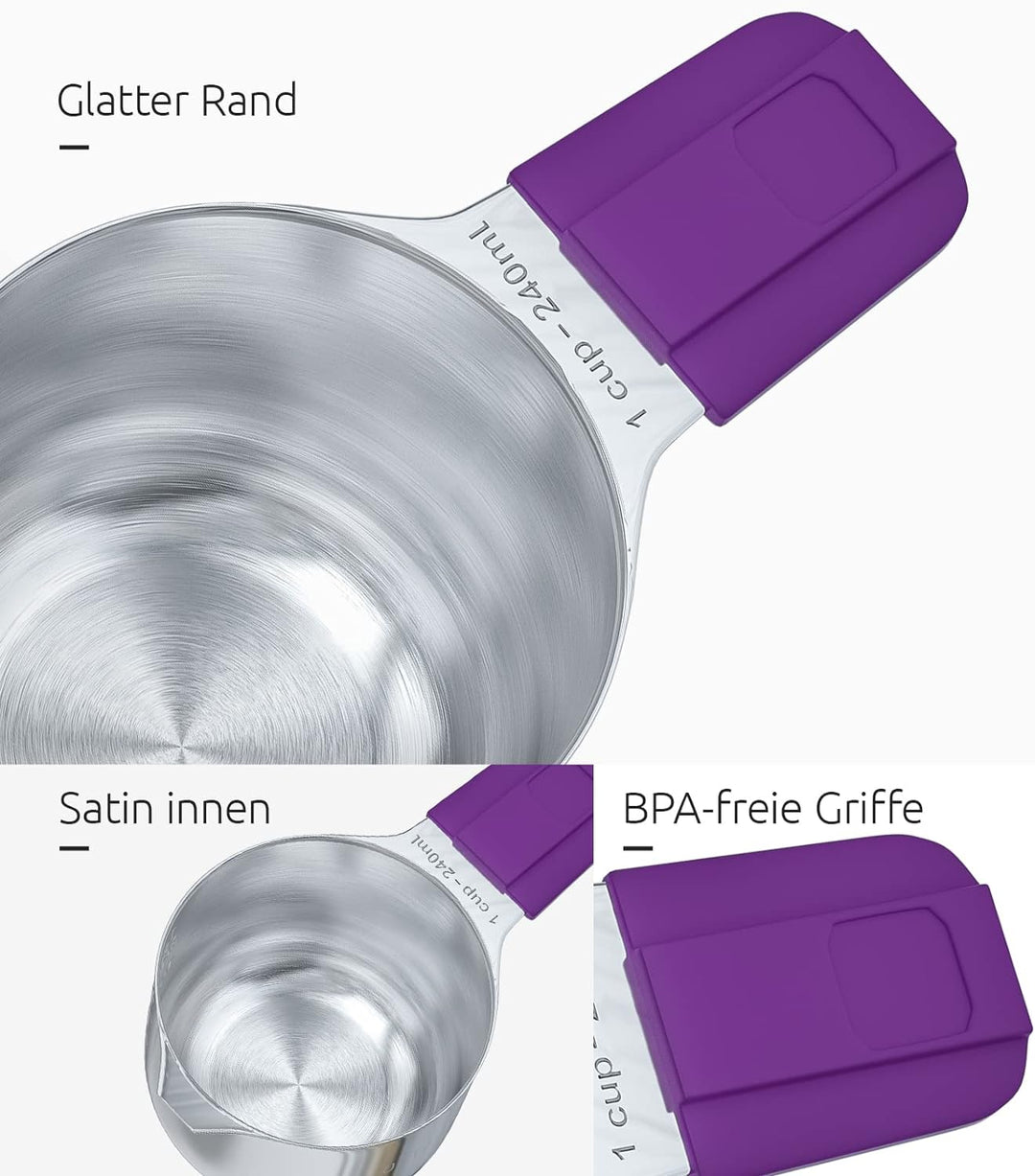 U-Taste Magnetische Messbecher und Messlöffel 13 Stück aus 18/8 Edelstahl: 7 Cup Messbecher und 5 TL