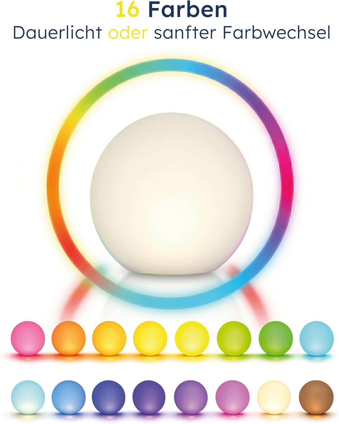 Esotec Solarkugel für den Garten Siena 20, multicolor, 20cm, Fernbedienung, USB, 16 Leuchtfarben, Ak
