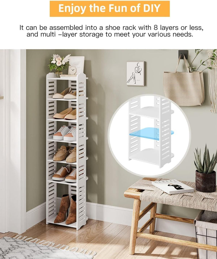 Dripex Schuhregal Schmal Weiss, Verstellbarer, Multifunktional, Standregal Schuhständer für Flur Ein