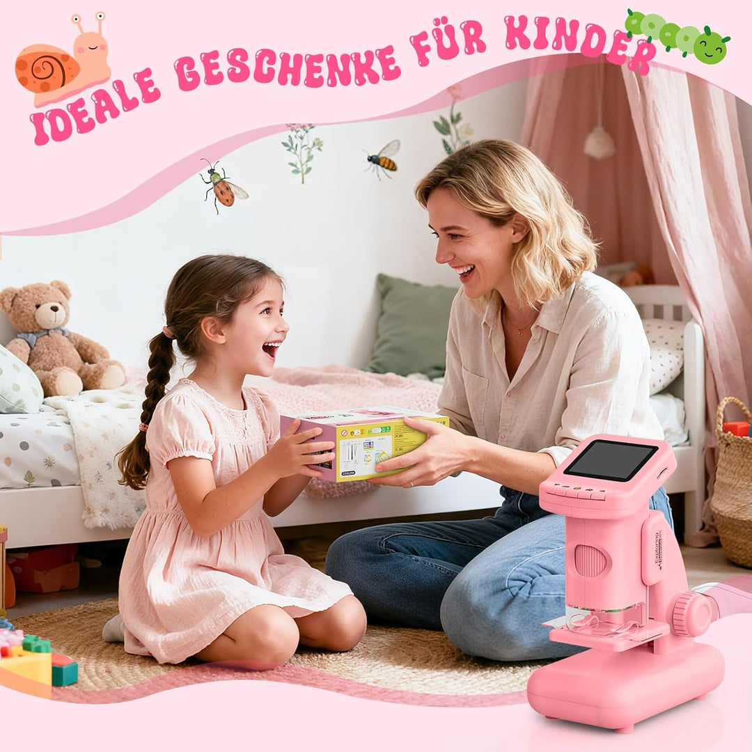 Digitales Mikroskop für Kinder, Experimente für Kinder ab 5 6 7 8 9 10 Kindermikroskop 2.0" HD Spiel