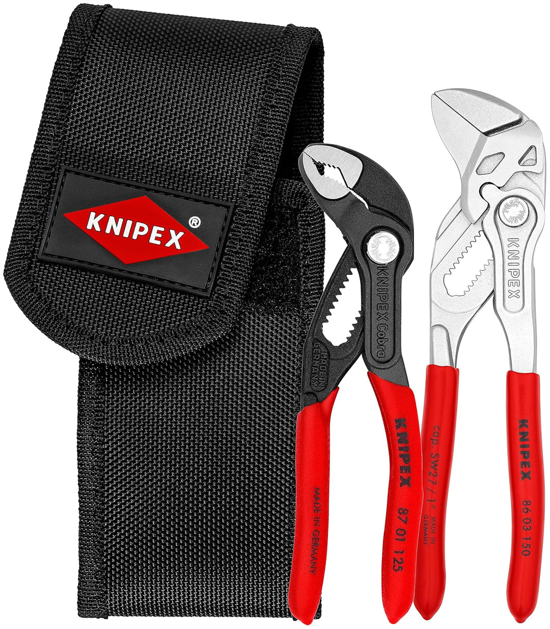 KNIPEX 00 20 72 V01 Mini-Zangenset in Werkzeuggürteltasche &amp; ErgoStrip Universal-Abmantelungswerkzeu