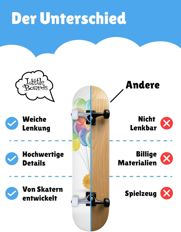 Little Boards Skateboard für Kinder - hochwertiges Komplettboard für Anfänger ab 3 oder 4 Jahren, au