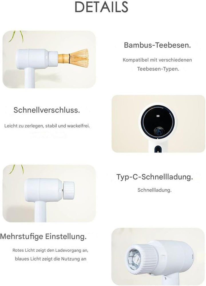 Elektrischer Matcha Schneebesen,Elektrischer Matcha Mixer Schneebesen - Wiederaufladbarer Mixer Küch