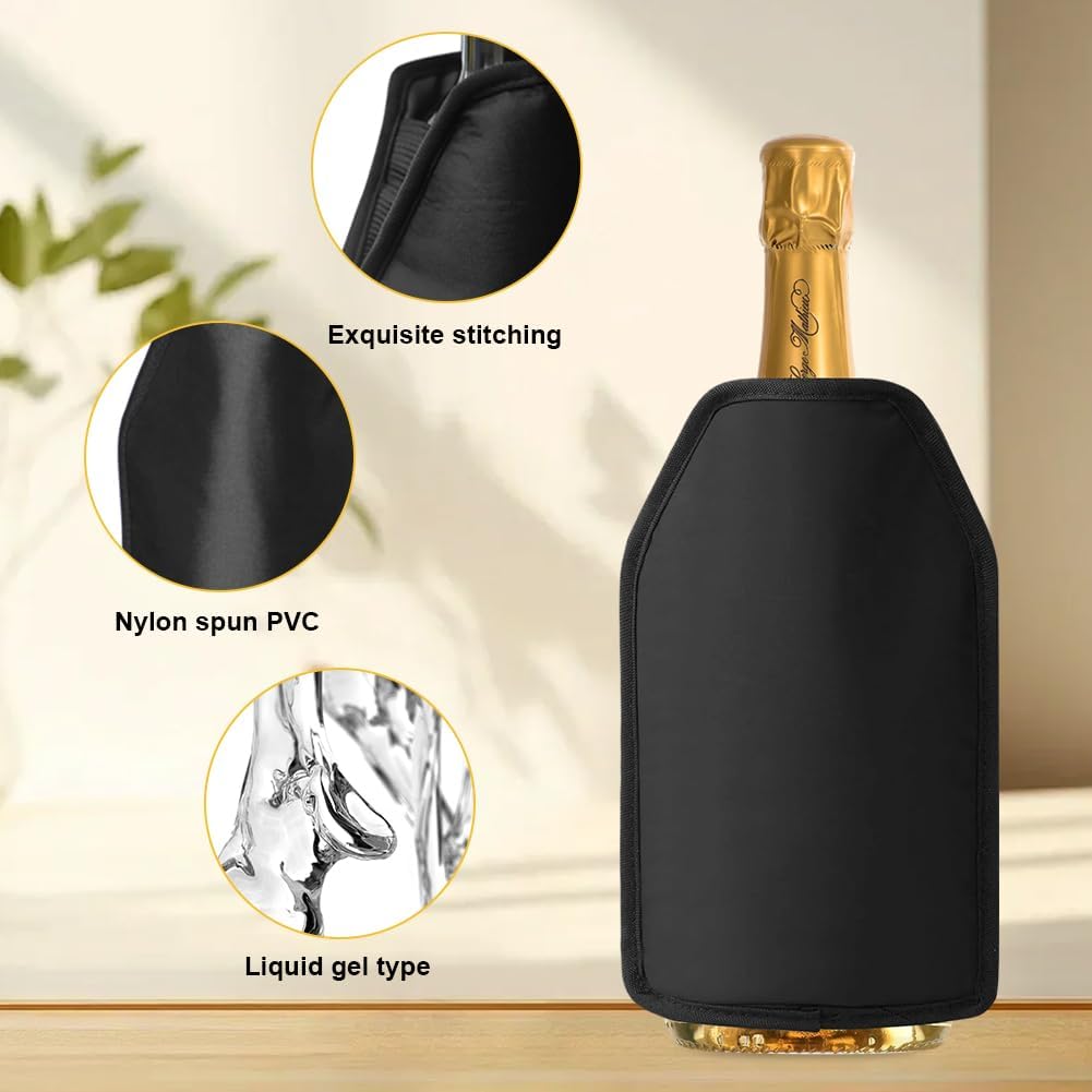CEWROM Weinkühler Manschette 2er Set, Kühlmanschette für Wein & Sekt, Flaschenkühler Hülle unterwegs