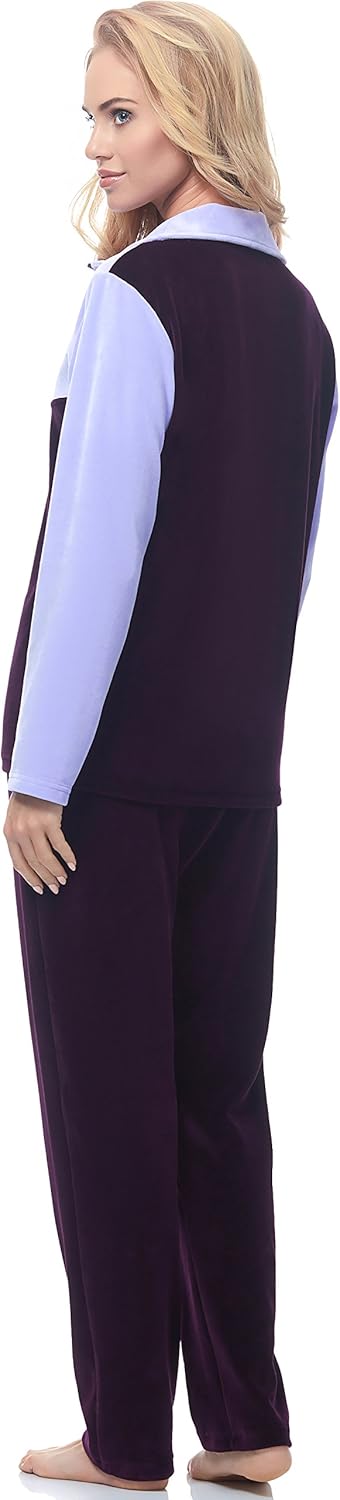 Merry Style Damen Velours Freizeitanzug Hausanzug MSMG001, Violett (Kein Aufdruck)(1725)