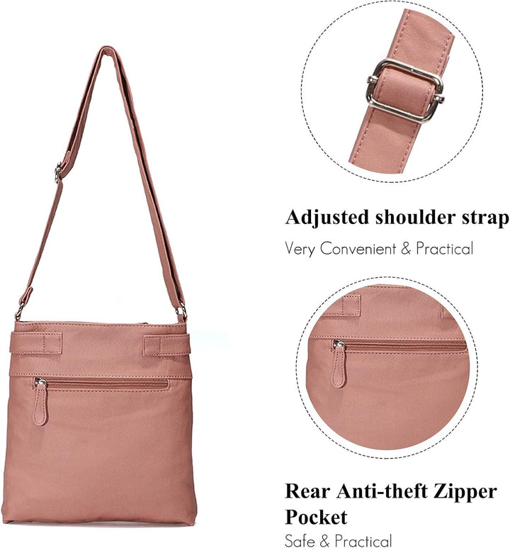 FANDARE Leichte Schultertasche Umhängetaschen Damen Schulranzen Handtaschen Klein Frauen PU Leder Wa
