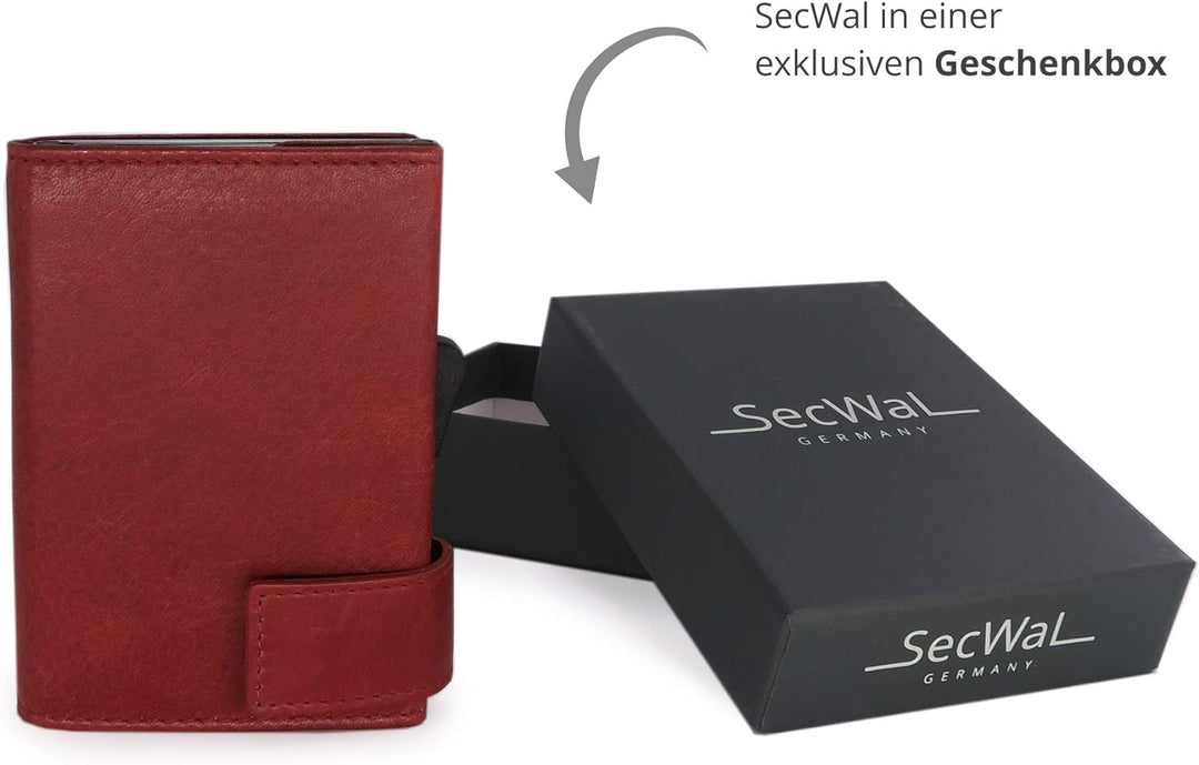 SecWal Kartenetui mit Münzfach Reissverschluss (Rot Vintage), Rot Vintage