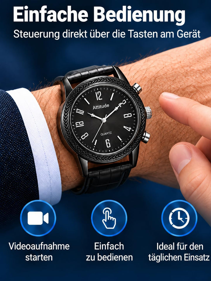 Menborn Smart Watch Schwarzes Lederarmband, Lederarmband
