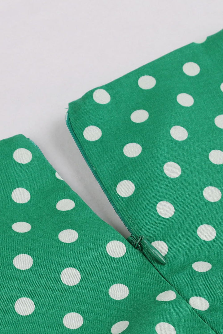 AXOE Damen Rockabilly Kleider 50er Jahre Baumwolle Gürtel S Grün, S Grün