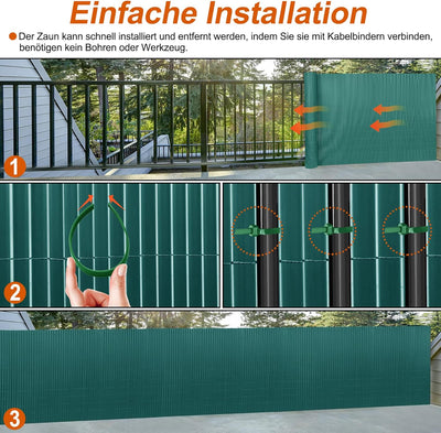 NAIZY PVC Sichtschutzmatte 120x500cm Sichtschutz Garten Sichtschutzzaun Grün Sichtschutzzaun UV-Schu