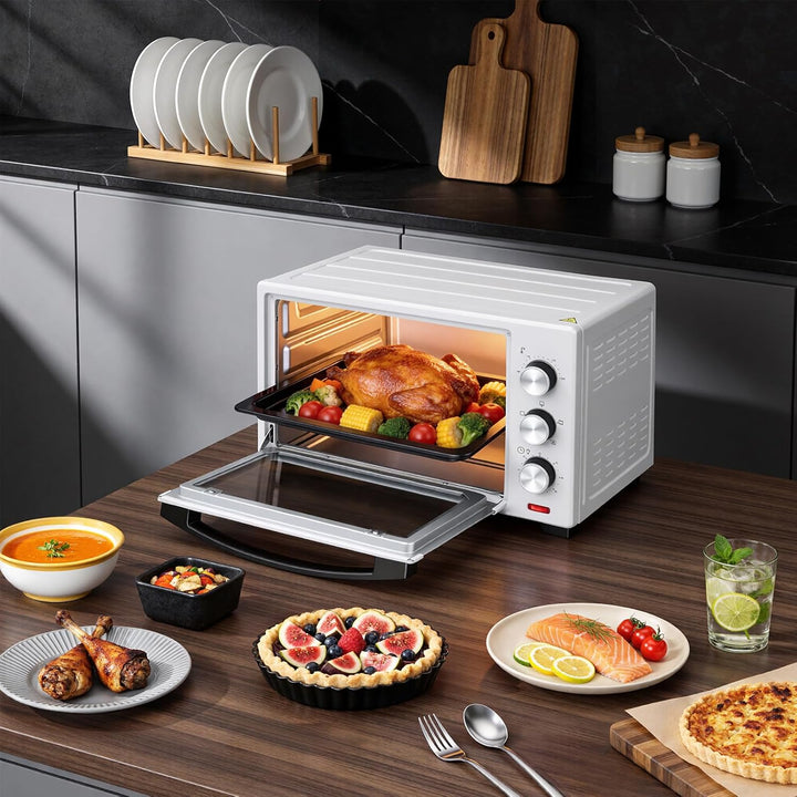 WOLTU Mini Backofen 25 Liter, 1400 Watt Toasterofen | Pizzaofen | Krümelblech mit Timer Minibackofen