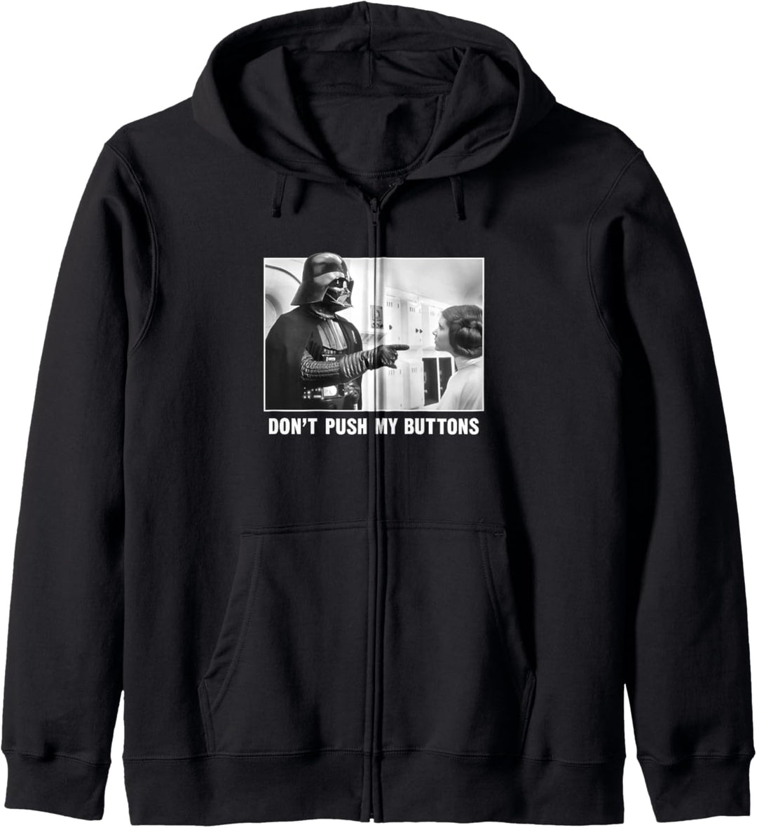 Star Wars Darth Vadar Princess Leia Don't Push My Buttons Kapuzenjacke