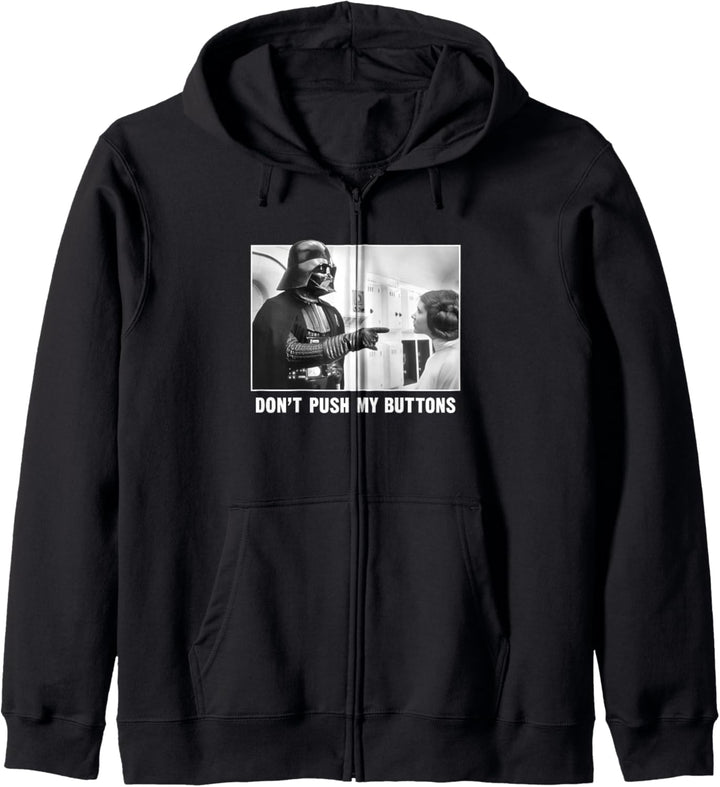 Star Wars Darth Vadar Princess Leia Don't Push My Buttons Kapuzenjacke