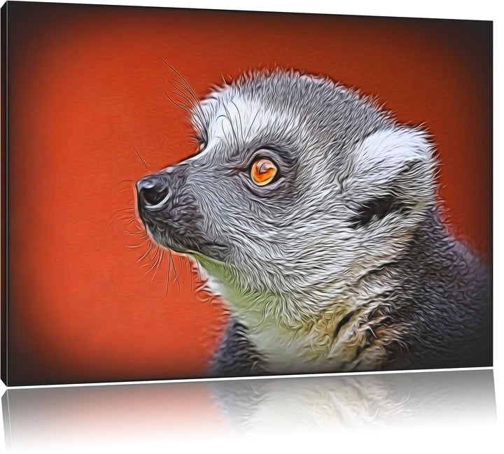 wachsamer Katta Deluxe Format: 100x70 cm auf Leinwand, XXL riesige Bilder fertig gerahmt mit Keilrah