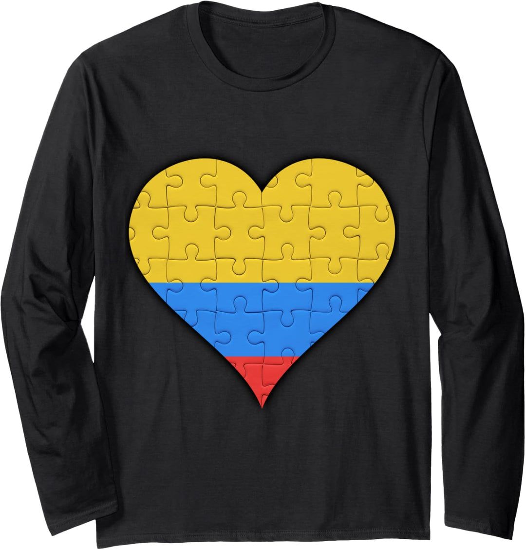 Kolumbien Kolumbianische Flagge Herz Langarmshirt