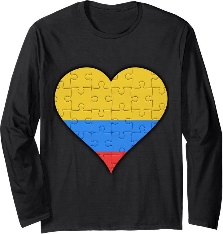 Kolumbien Kolumbianische Flagge Herz Langarmshirt