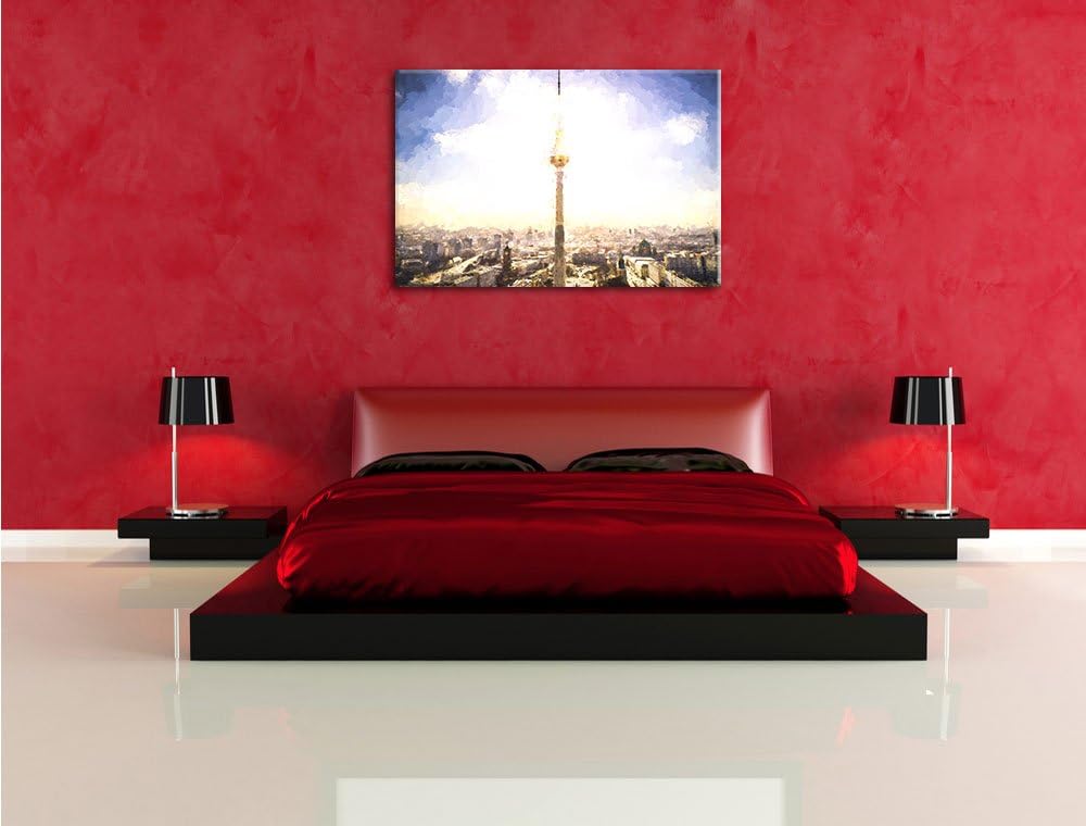 Pixxprint Berliner Fernsehturm als Leinwandbild/Grösse: 100x70 cm/Wandbild/Kunstdruck/fertig bespann