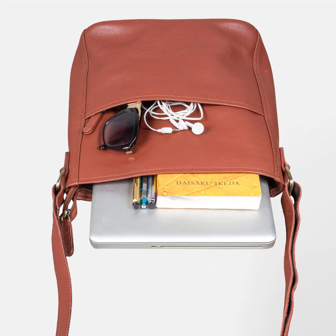 LEABAGS Leder Handtasche Damen I Premium Echtleder Umhängetasche I Schultertasche I Damentasche I Tr