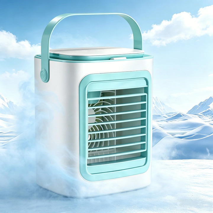 Tragbarer Mini-Klimagerät-Ventilator mit Kühlfunktion, leise, 3 Windstufen und Kaltvernebelung, Mini